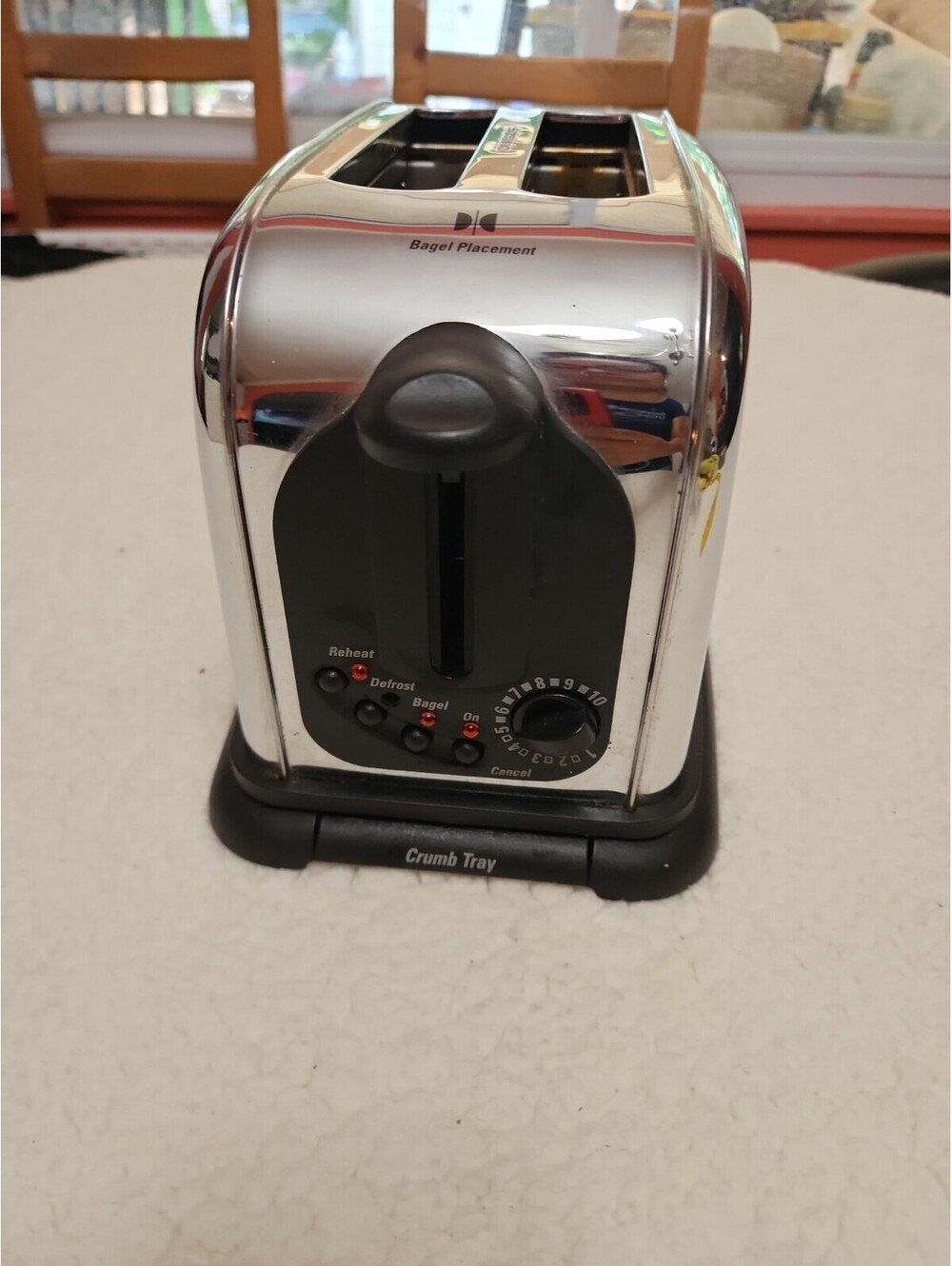 VtgToasterChromeGE 2SliceBagel 10HeatSet.BlackElectricSmallKitchen50sInspoWork